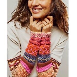 Free People Colorful Knit Arm Long Sleeve thermal top sz S